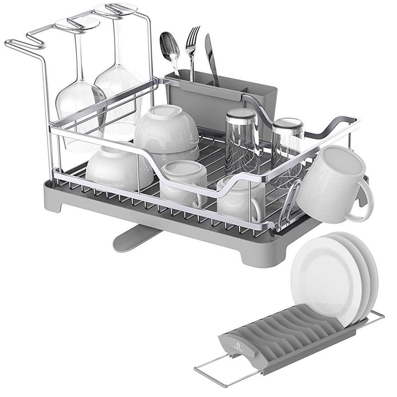 KING RACK - Secaplatos Escurridor cubiertos aluminio Inoxidable 2 en 1