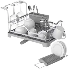 KING RACK - Secaplatos Escurridor cubiertos aluminio Inoxidable 2 en 1