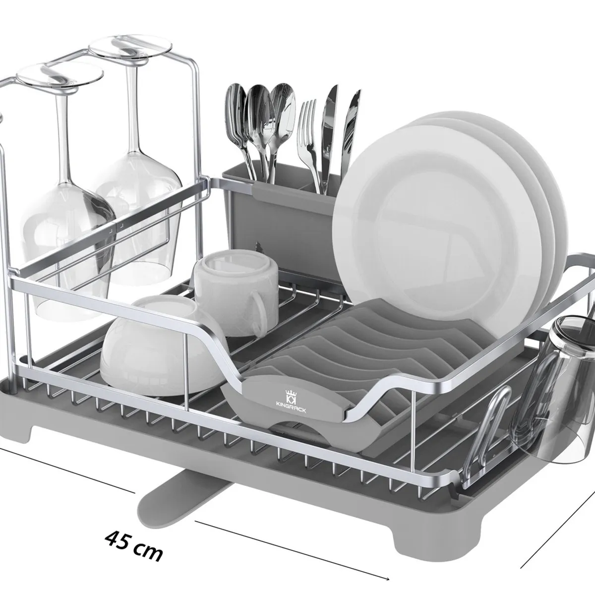 KING RACK - Secaplatos Escurridor cubiertos aluminio Inoxidable 2 en 1