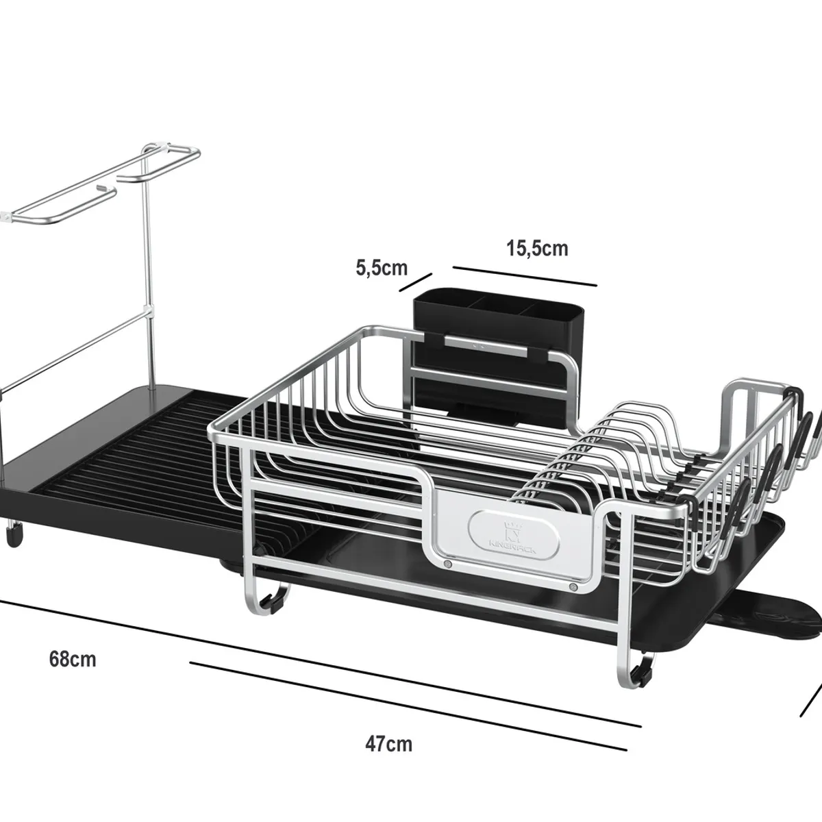 KING RACK - Secaplatos Escurridor cubiertos aluminio Inox extensible