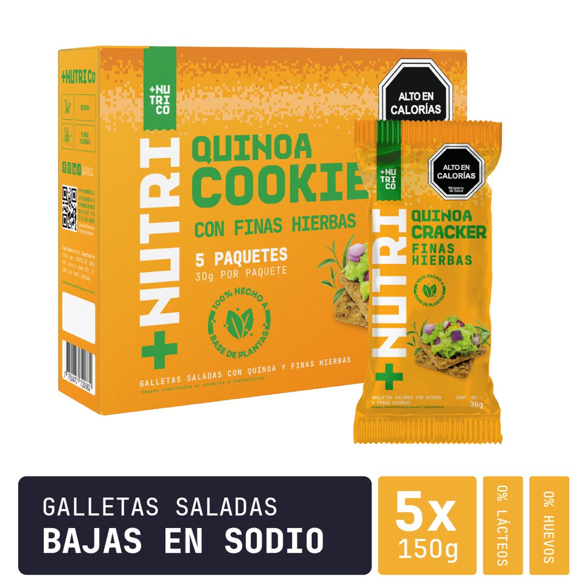 NUTRI CO - Galletas Saladas de Quinua Finas Hierbas Caja x5un Nutri Co
