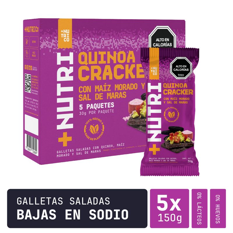 NUTRI CO - Galletas Saladas de Quinua y Maíz Morado Caja x5un Nutri Co