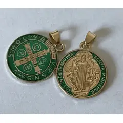 GENERICO - Collar + Medalla San Benito enchape oro modelo verde