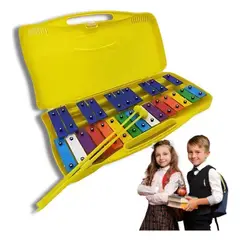 GENERICO - Metalofono 25 Notas Cromático Placas Colores Didactico
