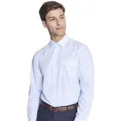 MAVIANNI - Camisa Hombre Celeste Formal Cuello Italiano Bolsillo Trabajo Oficina