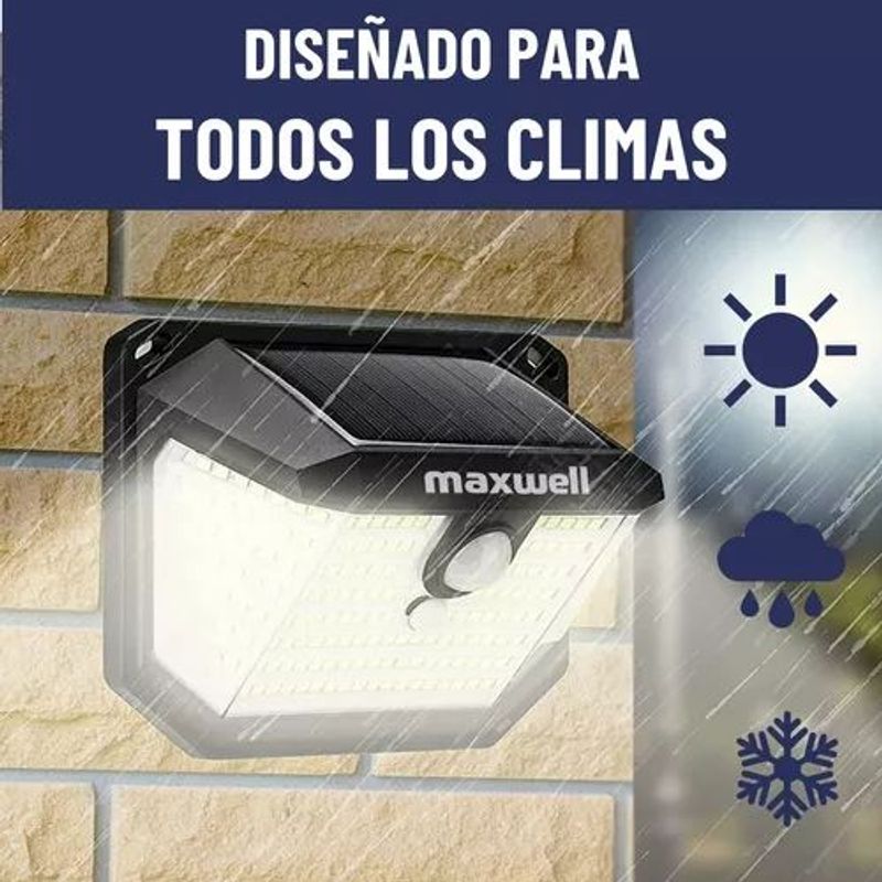 GENERICO - Foco Solar Maxwell 178 Led Exterior Pared Unitario + Sensor Luz Fría