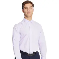 MAVIANNI - Camisa Lila Hombre Formal Cuello Italiano Bolsillo para Trabajo