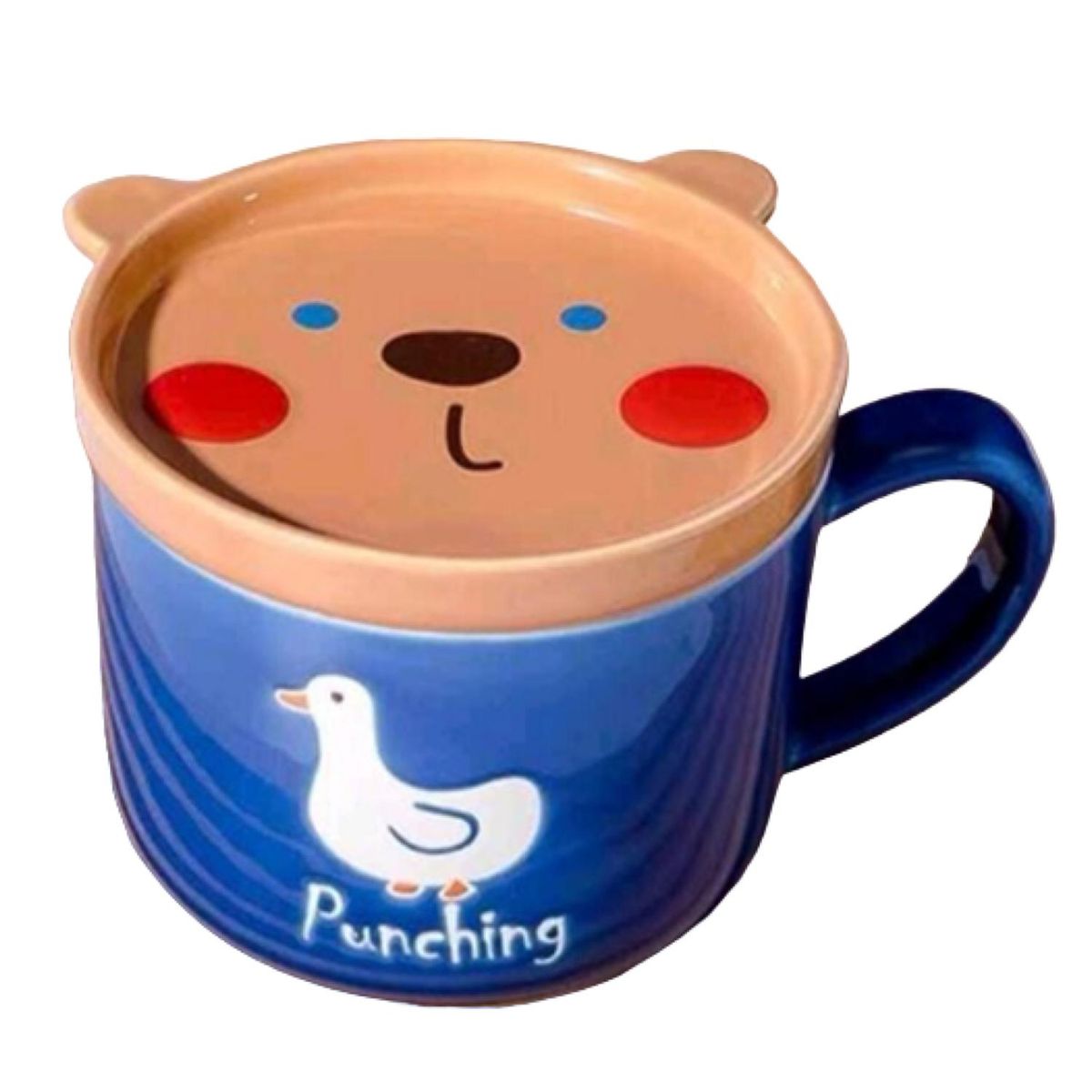 GENERICO - Tazon Taza Mas Plato De Ceramica Azul Oso Japones