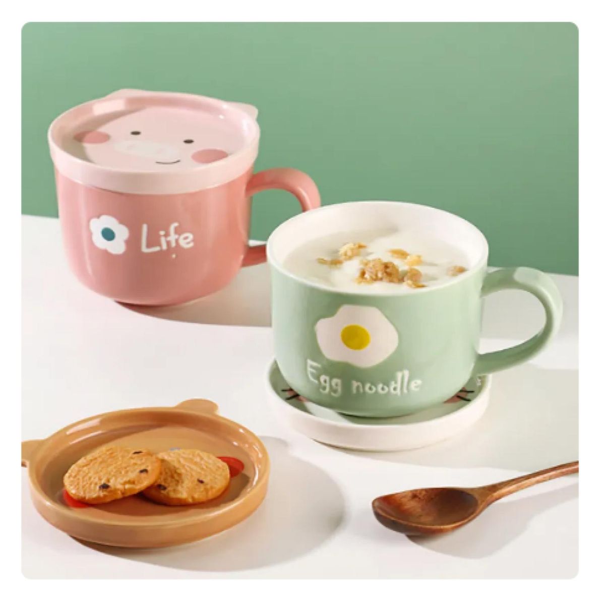 GENERICO - Tazon Taza Mas Plato De Ceramica Azul Oso Japones