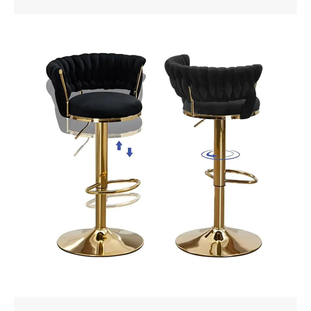 CORI CORI - Pack 2 Taburetes Queen Velvet Gold Negro