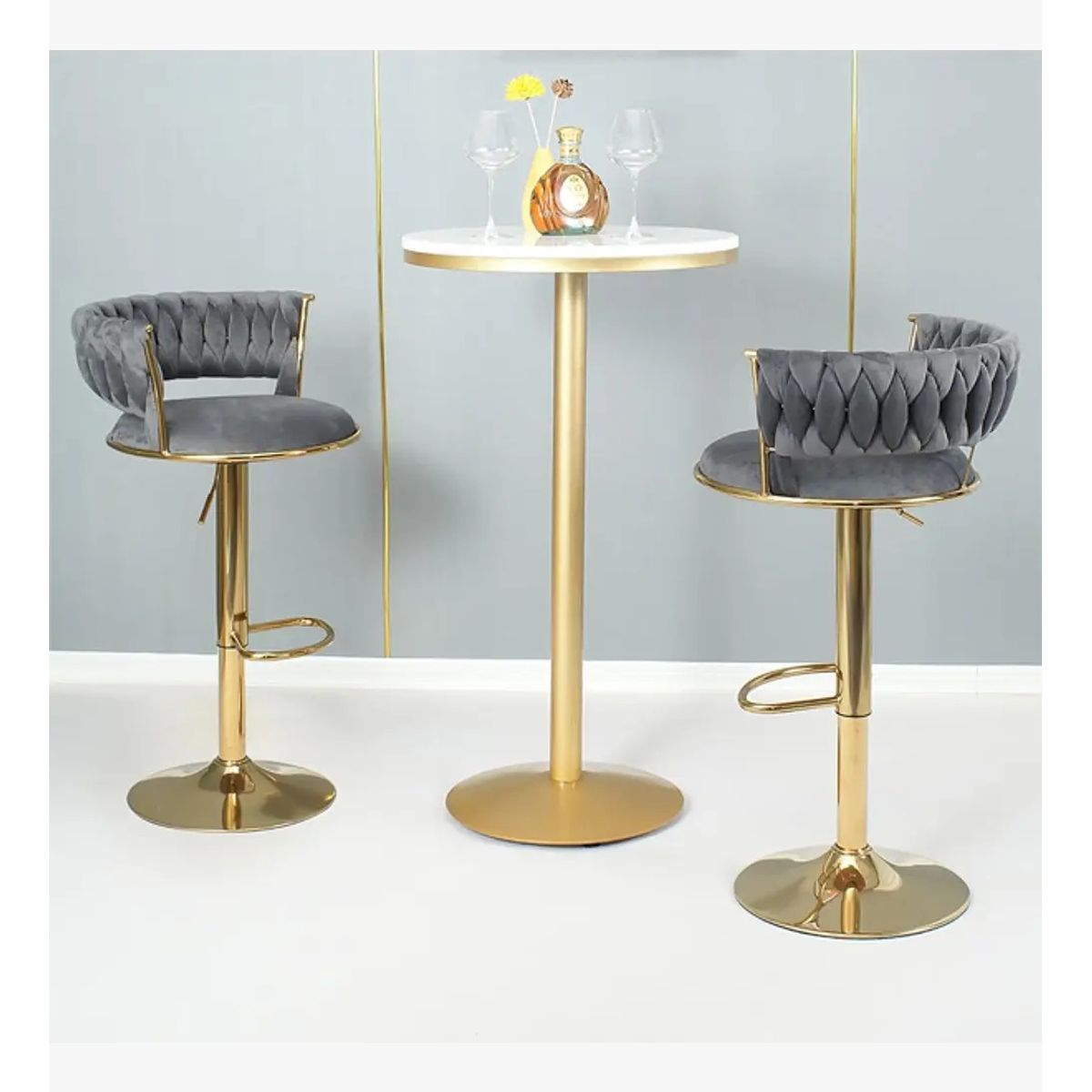 CORI CORI - Pack 2 Taburetes Queen Velvet Gold Gris