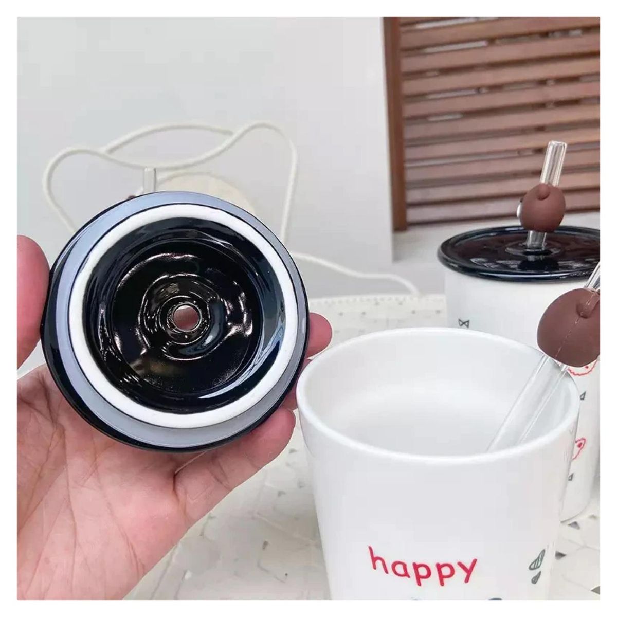 GENERICO - Tazon Taza 400ml Bombilla Ceramica Ositos