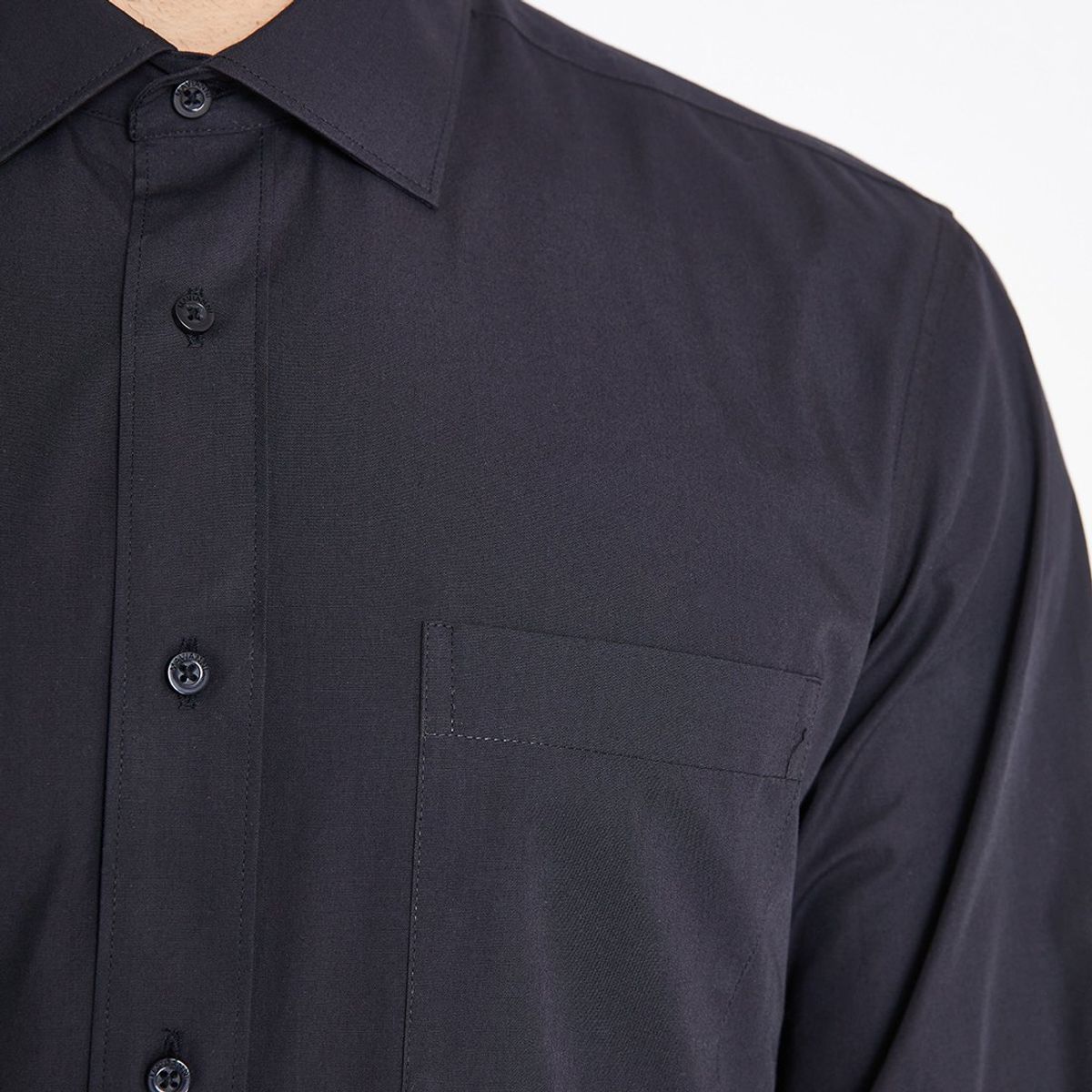 MAVIANNI - Camisa Negra Formal para Trabajo Hombre Cuello Italiano Bolsillo