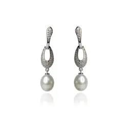 LA GARZA - Aros Plata Mujer Perlas Naturales Blancas y Circones