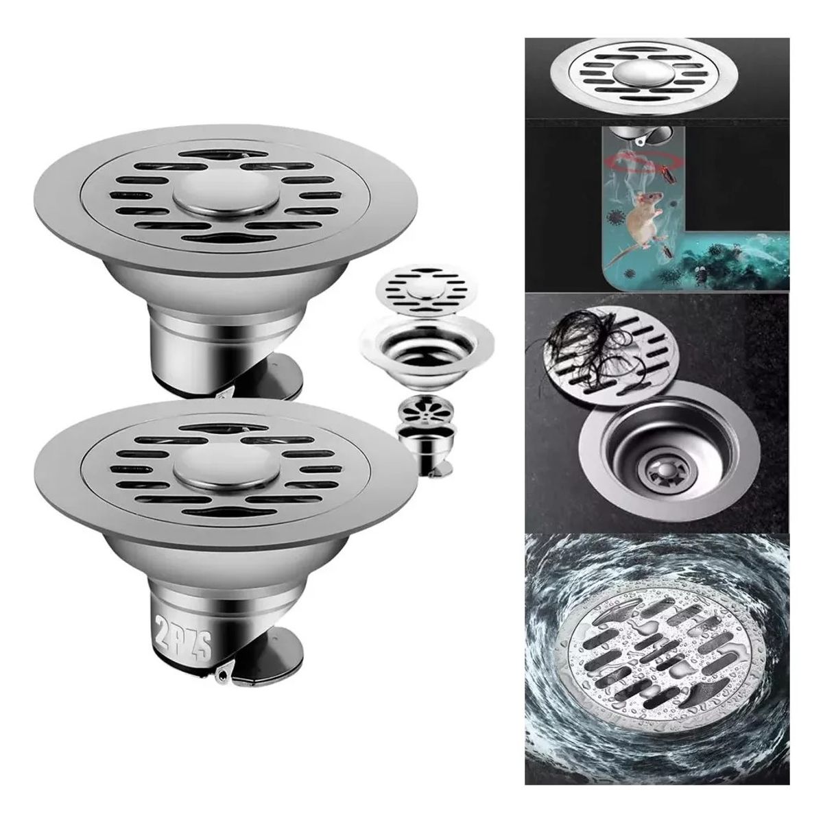 TNAKIEX - Piso Drenaje Anti-olor Ducha Drenaje Anti-obstrucción 2pcs