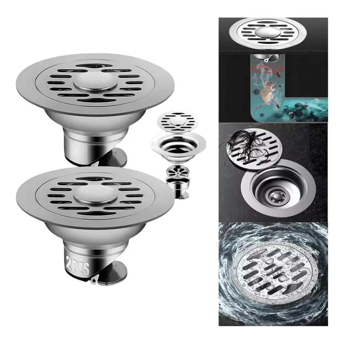 TNAKIEX - Piso Drenaje Anti-olor Ducha Drenaje Anti-obstrucción 2pcs