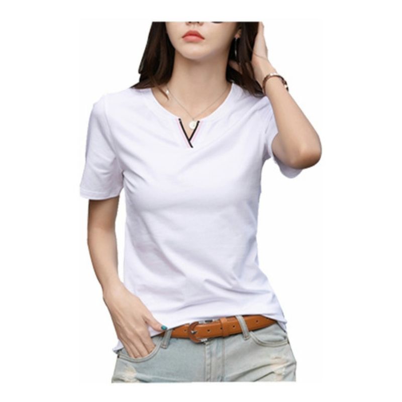 EDWINAYY - Camiseta Básica Casual De Manga Corta Para Mujer