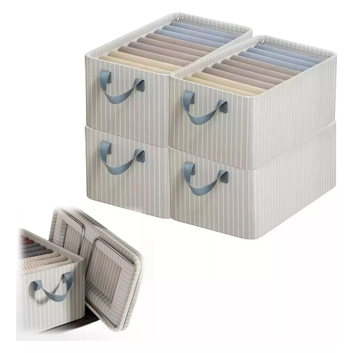 TNAKIEX - Set 4 Cajas Organizadoras Plegables Cestas Almacenaje Tela