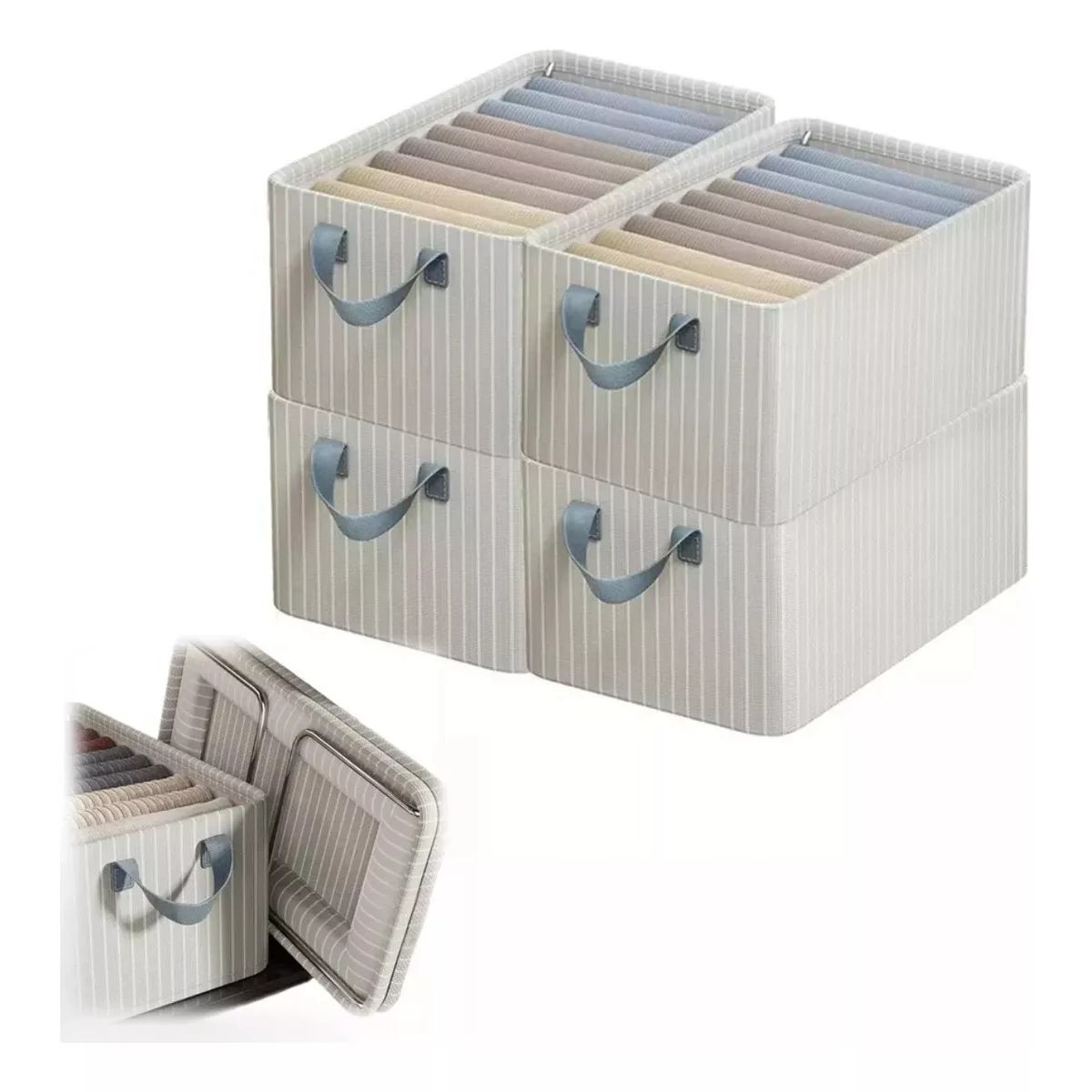 TNAKIEX - Set 4 Cajas Organizadoras Plegables Cestas Almacenaje Tela