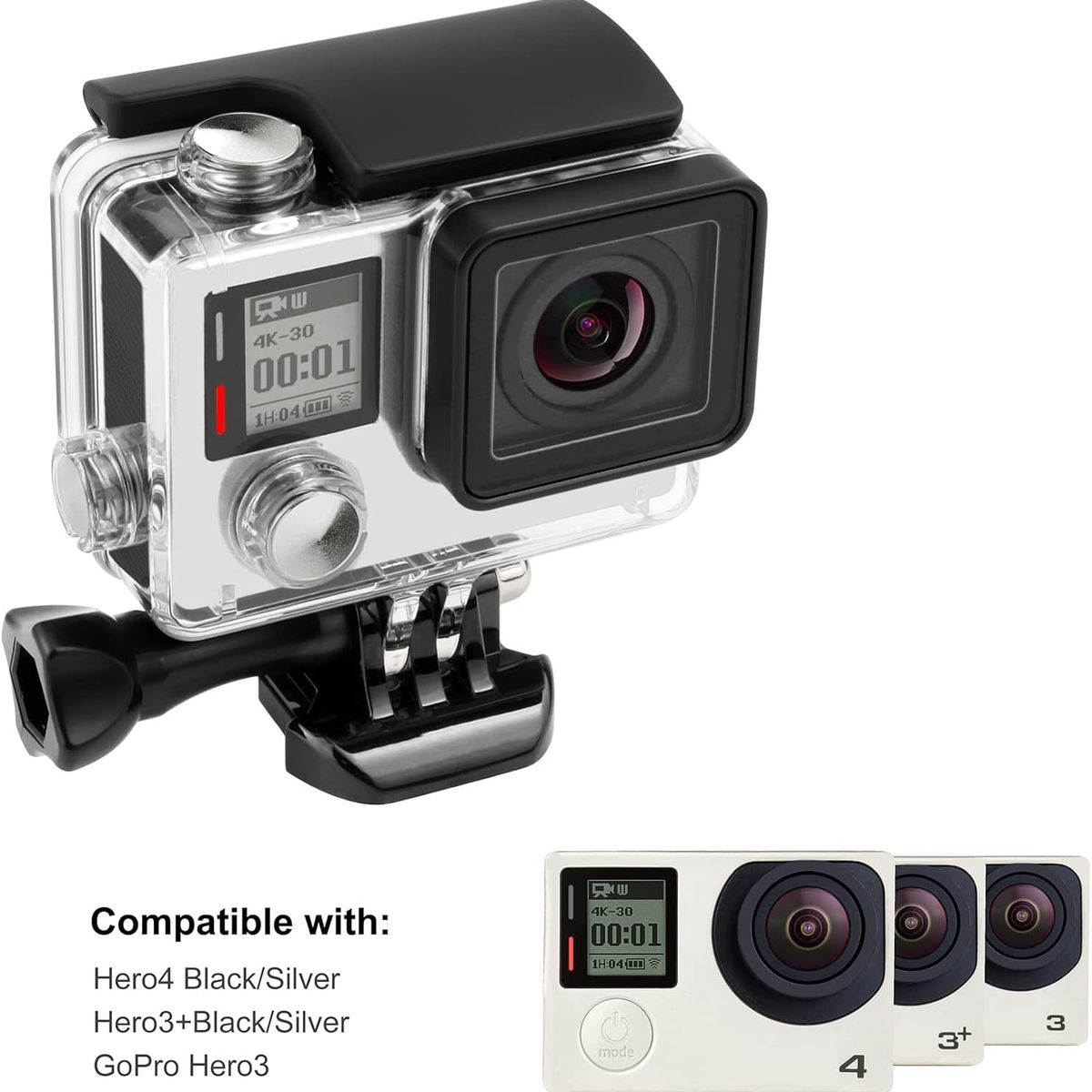 KUANGYE - Carcasa Funda Para Gopro Hero 3 3+ 4 Sumergible Impermeable