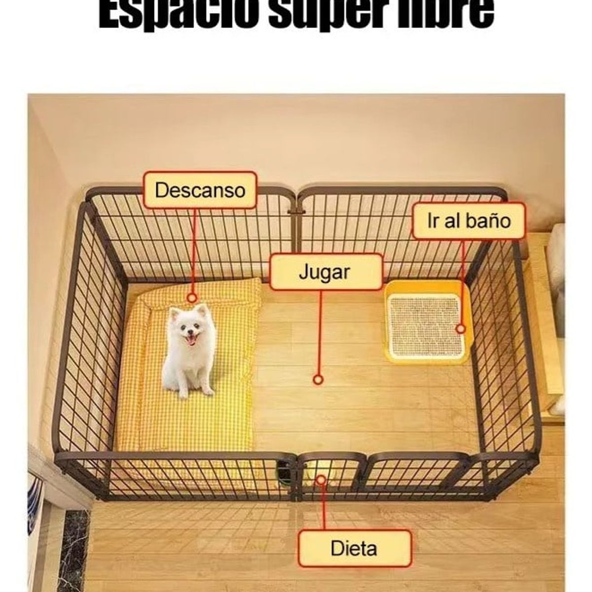 KUANGYE - 120×60cm Metal Corral Casa Jaula Mascotas Desmontable