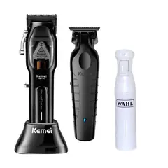 KEMEI - Barber Combo Clipper KM-1763 Black + Trimmer KM-2299
