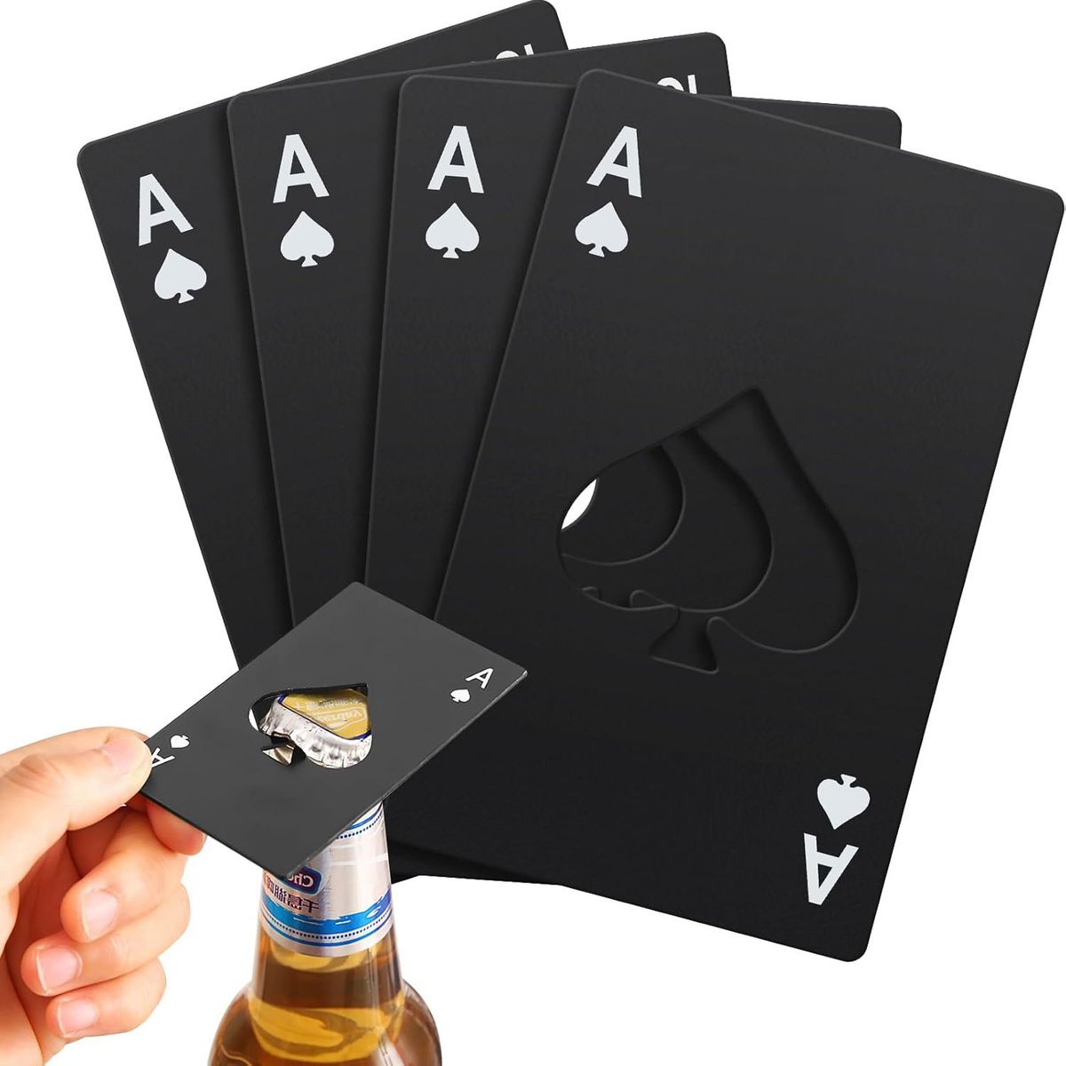 GENERICO - Negro Abrebotellas Tipo Póquer Destapador De Cerveza 5Pcs