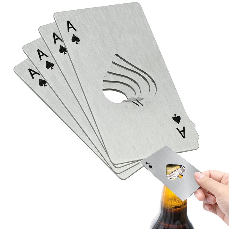 GENERICO - Plateado Abrebotellas Tipo Póquer Destapador De Cerveza 5Pcs