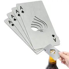 GENERICO - Plateado Abrebotellas Tipo Póquer Destapador De Cerveza 5Pcs