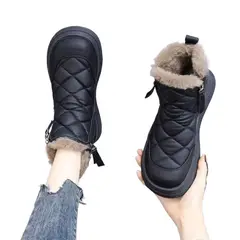 TIOZONEY - Botas de nieve cortas de felpa para mujer