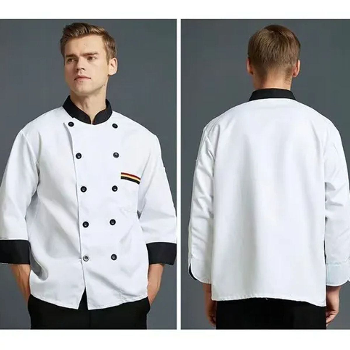 EDWINAYY - Chaqueta Chef Unisex Manga Larga Cocina Chaqueta Cocina Work