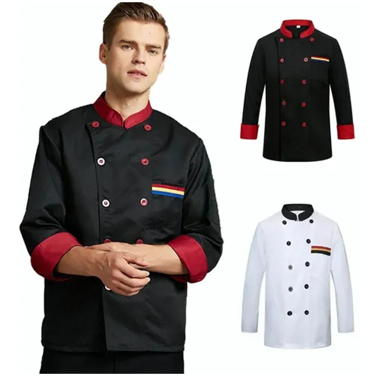 EDWINAYY - Chaqueta Chef Unisex Manga Larga Cocina Chaqueta Cocina Work