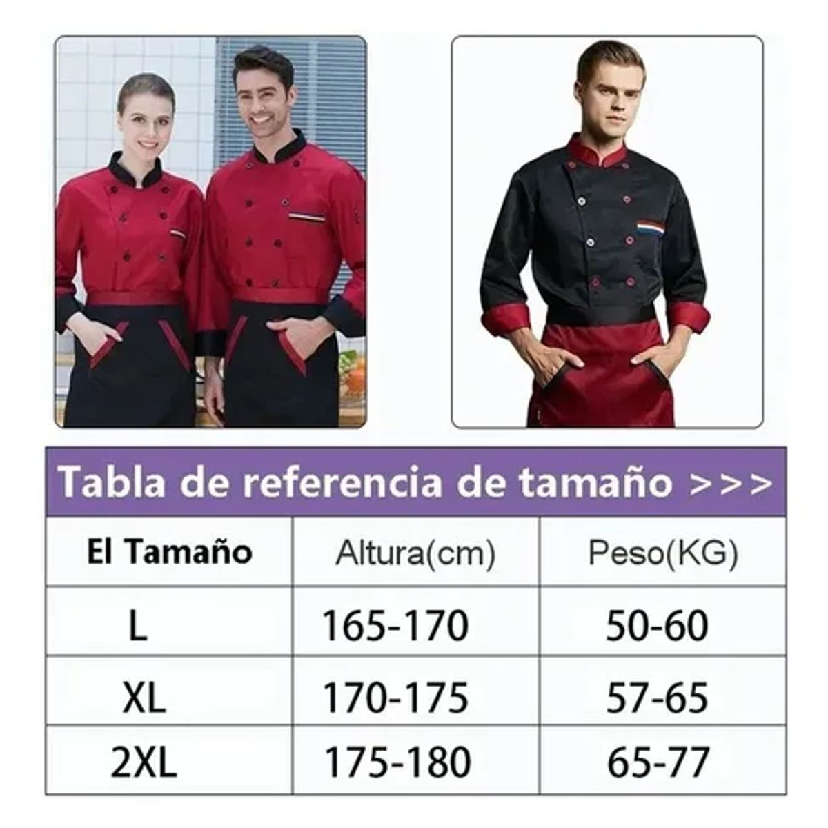 EDWINAYY - Chaqueta Chef Unisex Manga Larga Cocina Chaqueta Cocina Work