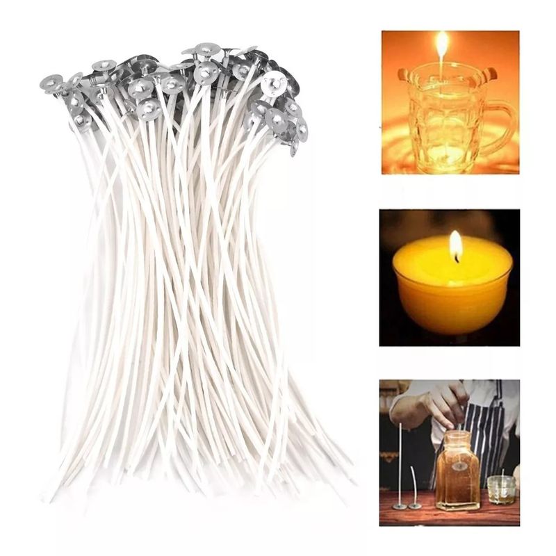 YAYKO - Pábilos Encerados Mecha De Vela 100 Uds Con Wick Tabs 20 Cm