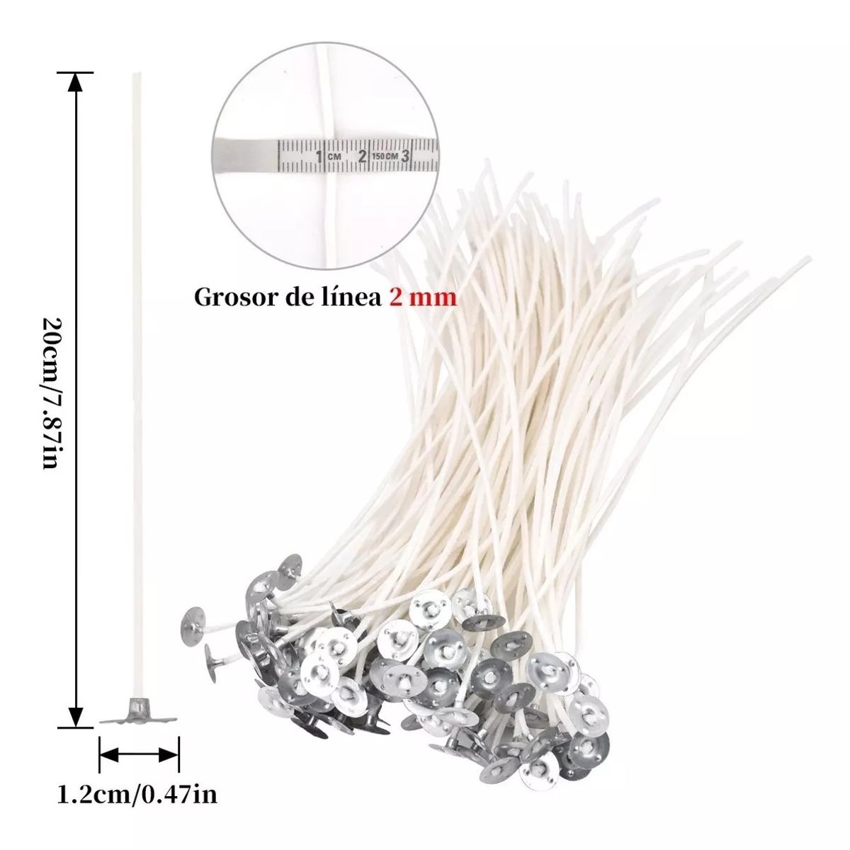 YAYKO - Pábilos Encerados Mecha De Vela 100 Uds Con Wick Tabs 20 Cm