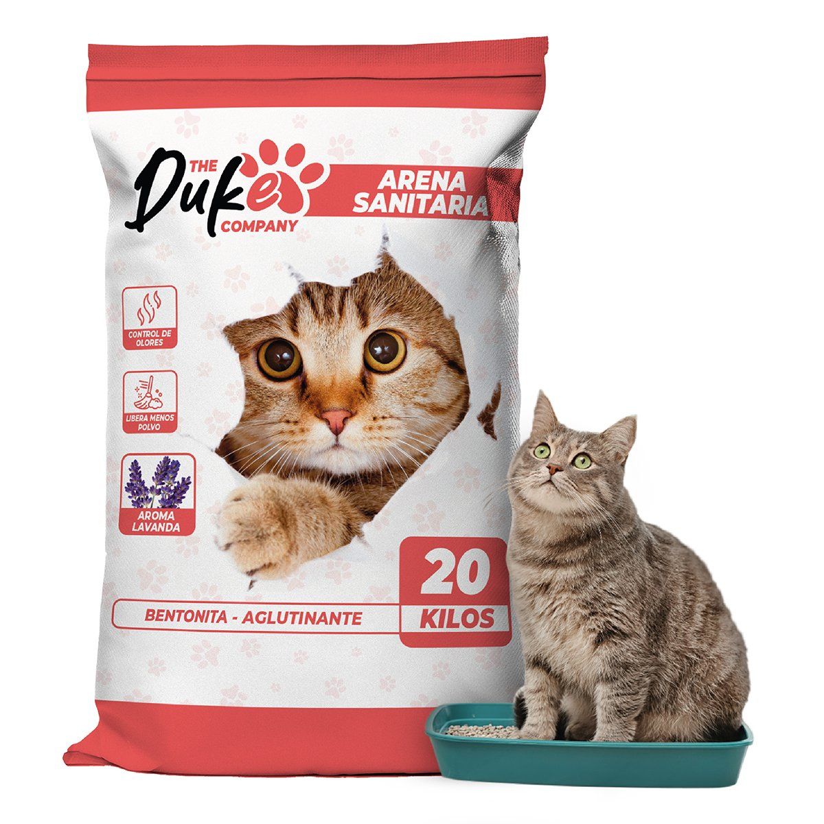 THE DUKE COMPANY - Arena Sanitaria Para Gato 20 kg Duke Bentonita Aglutinante