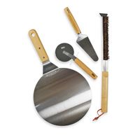 Set 4 Piezas Para Pizza Acero Inox Madera Pizzaiolo De Kawi®