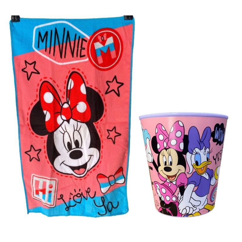OEM - Set 2pcs Toalla Con Vaso Parvulo Minnie Love Ya