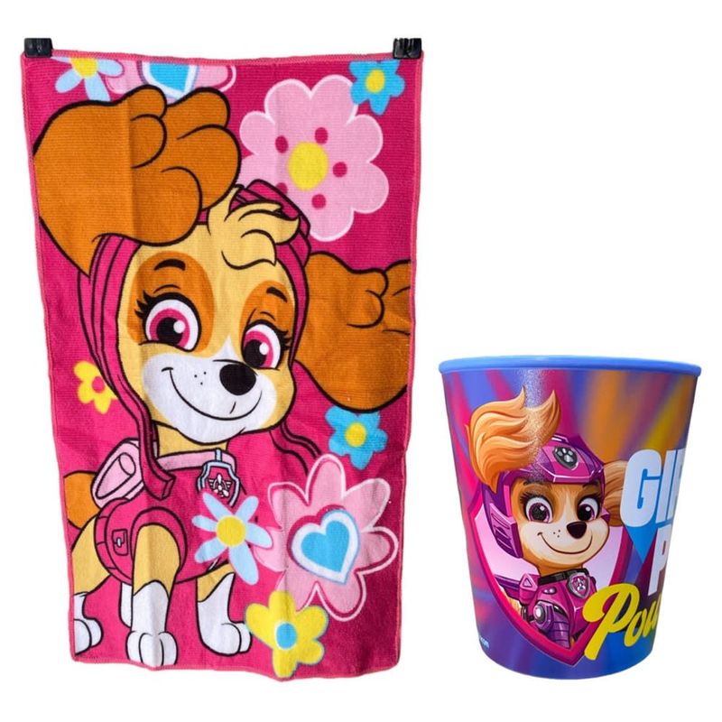 OEM - Set 2pcs Toalla Con Vaso Parvulo Paw Patrol Niña Flores