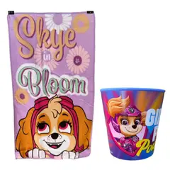 OEM - Set 2pcs Toalla Con Vaso Parvulo Paw Patrol Niña Skye