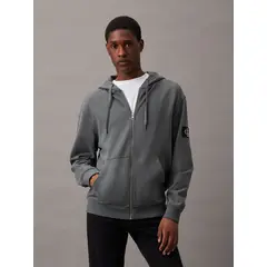 CALVIN KLEIN - Polerón con Gorro Badge Zip Through Gris