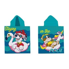 OEM - Toalla de playa con capucha de microfibra 60x120 cm Paw Patrol Pool