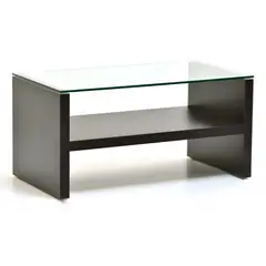 KLIK - Mesa de centro moderna madera walnut wood vidrio - Café