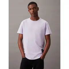 CALVIN KLEIN - Polera Badge Turn Up Sleeve Blanco