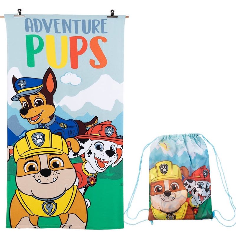 MASHINI - Toalla Playa Micro fibra CBolso 70x140 Paw Patrol Adventure