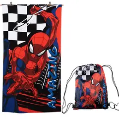 MASHINI - Toalla Playa Micro fibra CBolso 70x140 Spiderman Amazing