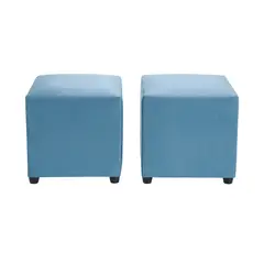 BODEVIR - Set Pouf Cali 1C Felpa 30 Azul Petroleo