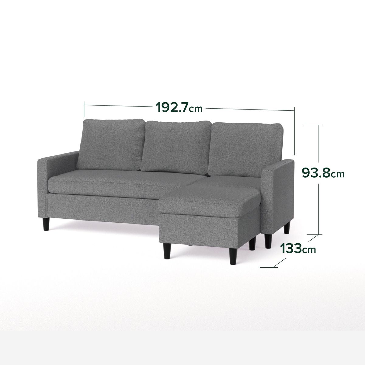 ZINUS - Sofá Zinus Hudson seccional 3 cuerpos Gris