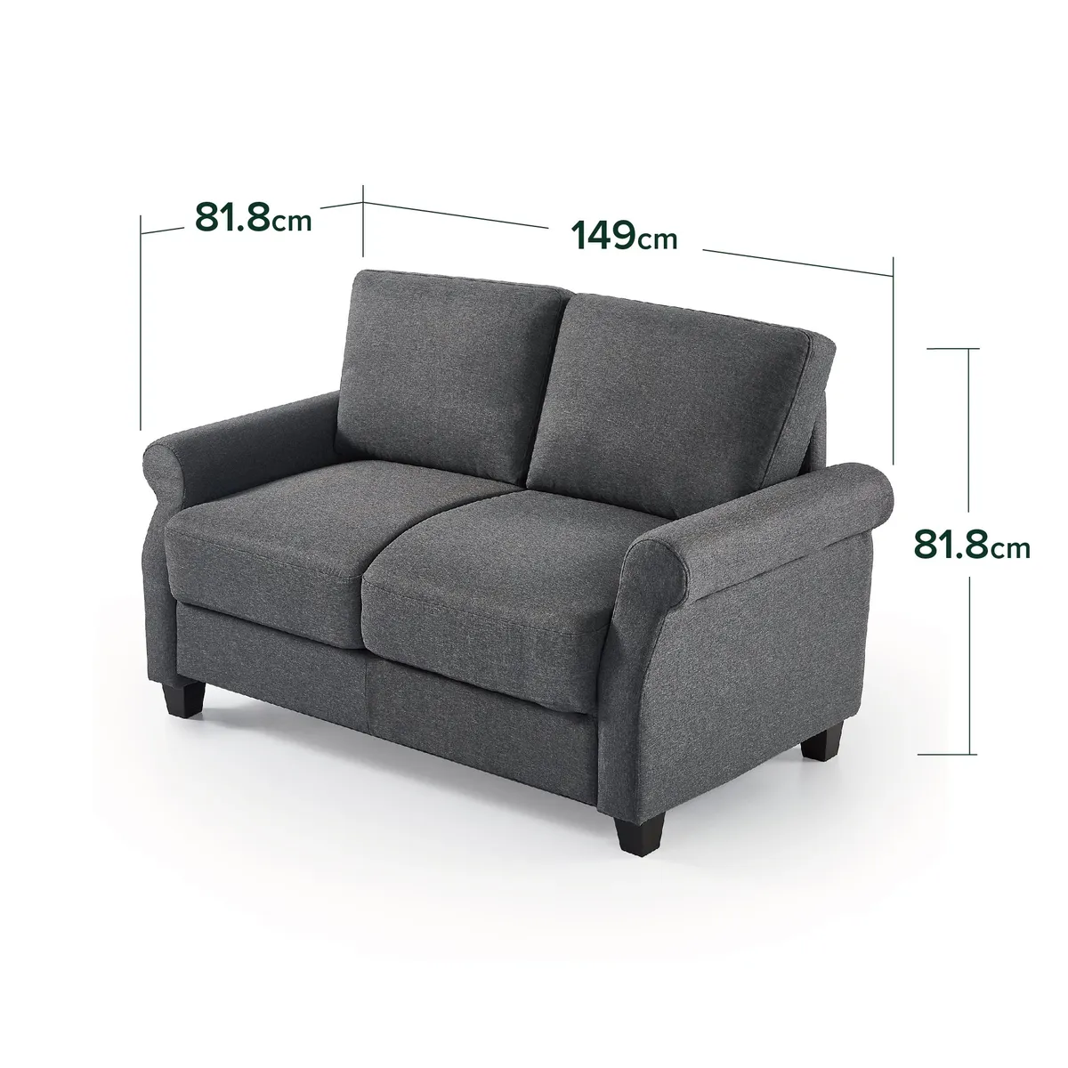 ZINUS - Sofá Zinus Josh 2 cuerpos Gris Oscuro