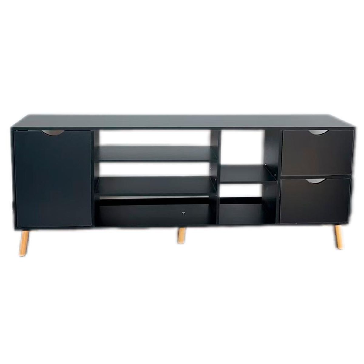 DETODOYMAS - Rack TV 140x30x55cm 3 cajones Chic Home - Negro